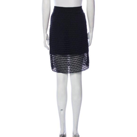 Tibi Knee-Length Skirt with Lace/Keyhole Texture in Black | Size US 2 (XS) - Picture 3 of 3